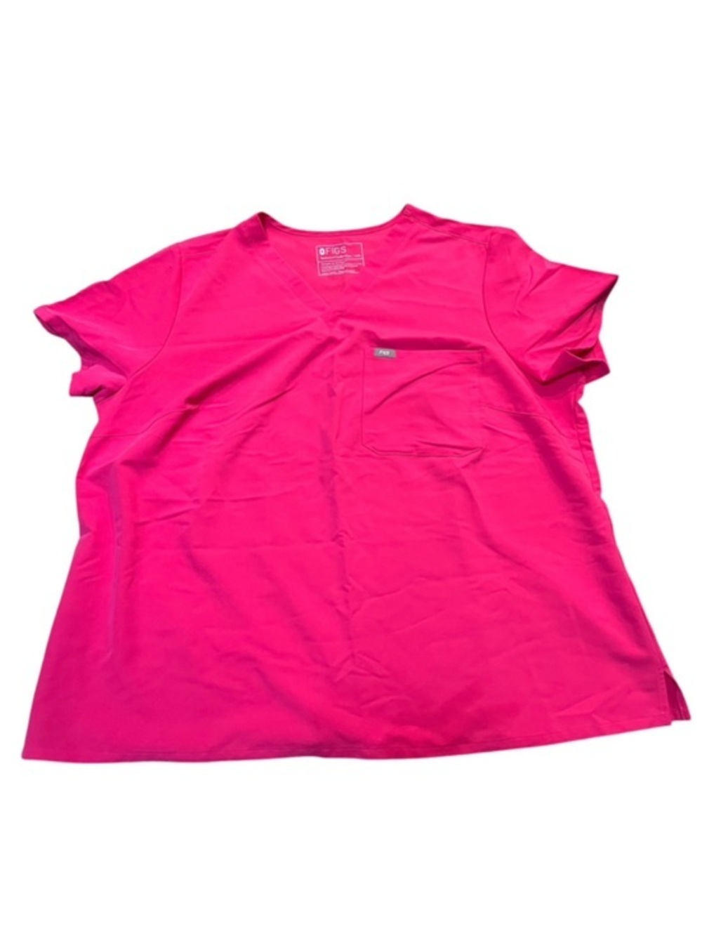 FIGS Women's V-Neck Scrub Technical Top in Hot Pink PO 4215 Size 4XL